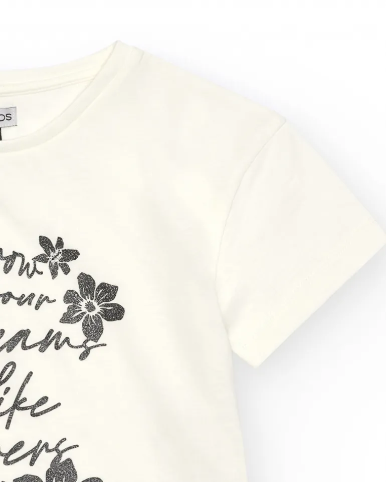 T-shirt pour fille en blanc avec design floral.