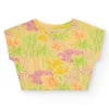 T-shirt pour fille en jaune avec imprimé tropical.