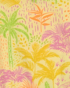 T-shirt pour fille en jaune avec imprimé tropical.