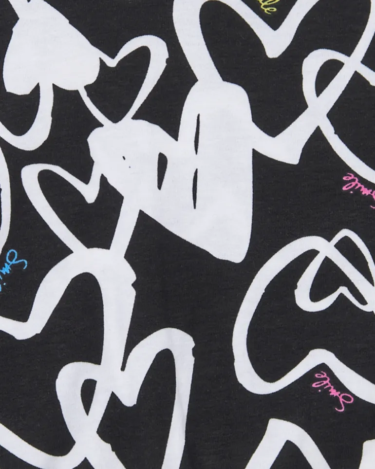 T-shirt pour fille en noir, à manches courtes, avec détails brillants.