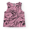 T-shirt pour fille en rose, sans manches, avec imprimé animal.