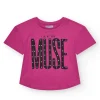 T-shirt pour fille en rose, à manches courtes, avec message sur le devant.