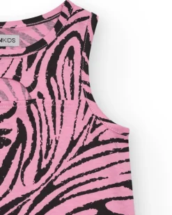 T-shirt pour fille en rose, sans manches, avec imprimé animal.