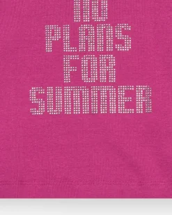 T-shirt pour fille en rose, à manches longues, avec message sur le devant.