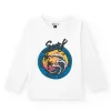 T-shirt pour garçon en blanc avec imprimé tropical.