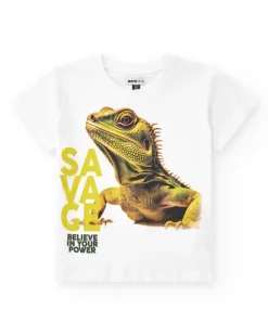 T-shirt pour garçon en blanc avec imprimé réaliste