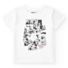 T-shirt pour garçon en blanc avec imprimé photographique.