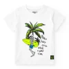 T-shirt pour garçon en blanc avec imprimé squelette.