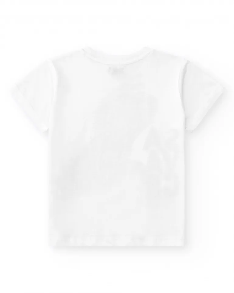T-shirt pour garçon en blanc avec imprimé réaliste