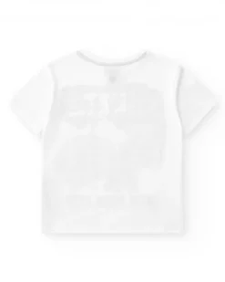 T-shirt pour garçon en blanc avec imprimé skate.