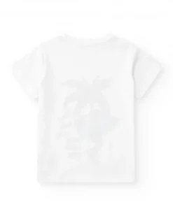 T-shirt pour garçon en blanc avec imprimé squelette.