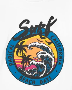 T-shirt pour garçon en blanc avec imprimé tropical.
