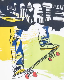 T-shirt pour garçon en blanc avec imprimé skate.