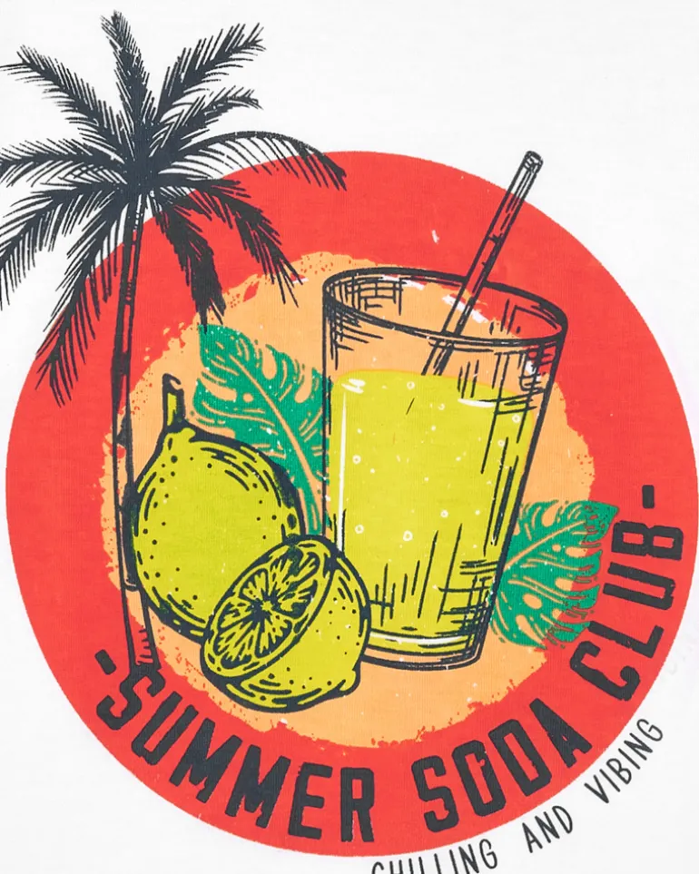 T-shirt pour garçon en blanc avec imprimé tropical
