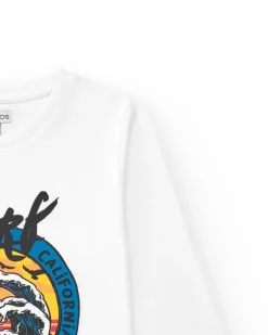 T-shirt pour garçon en blanc avec imprimé tropical.