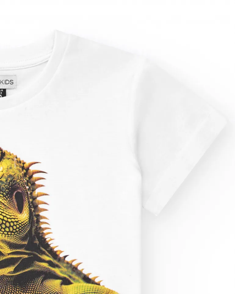 T-shirt pour garçon en blanc avec imprimé réaliste
