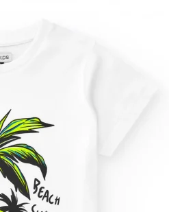 T-shirt pour garçon en blanc avec imprimé squelette.