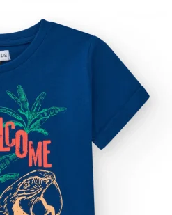 T-shirt pour garçon en bleu avec imprimé