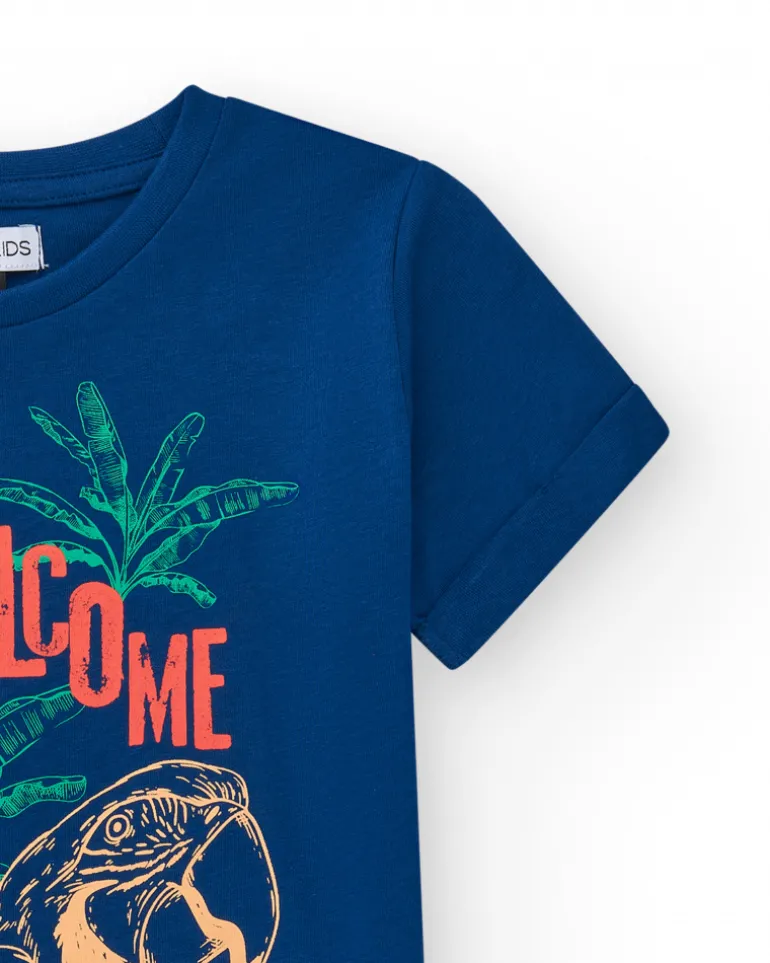 T-shirt pour garçon en bleu avec imprimé