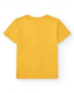 T-shirt pour garçon en jaune avec imprimé frontal.