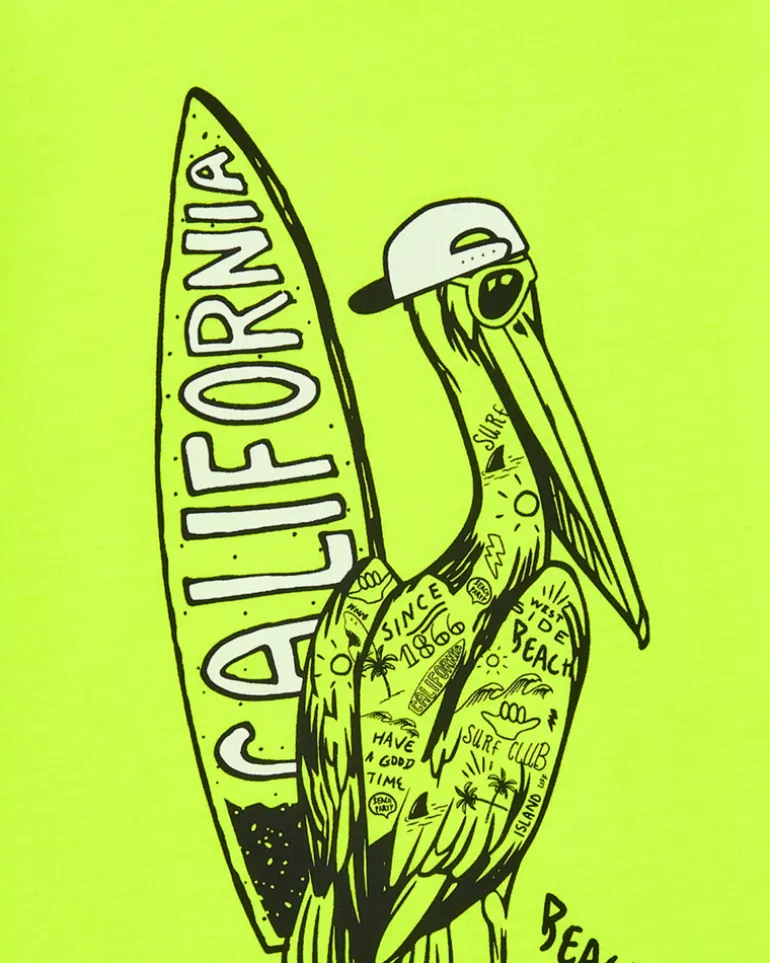 T-shirt pour garçon en jaune avec imprimé pélican.