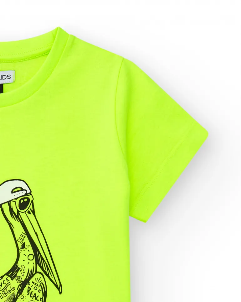 T-shirt pour garçon en jaune avec imprimé pélican.