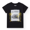 T-shirt pour garçon en noir avec imprimé photographique.