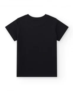 T-shirt pour garçon en noir avec imprimé photographique.
