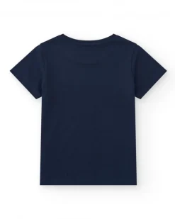 T-shirt pour garçon en noir avec imprimé océanique
