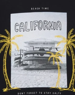 T-shirt pour garçon en noir avec imprimé photographique.