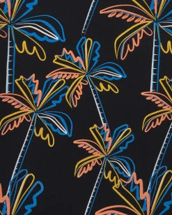 T-shirt pour garçon en noir avec imprimé tropical.