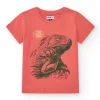 T-shirt pour garçon en rouge avec imprimé iguane