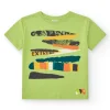 T-shirt pour garçon en vert avec imprimé multicolore