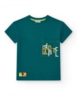 T-shirt pour garçon en vert avec poche avant.