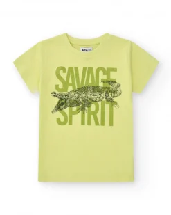 T-shirt pour garçon en vert avec imprimé crocodile