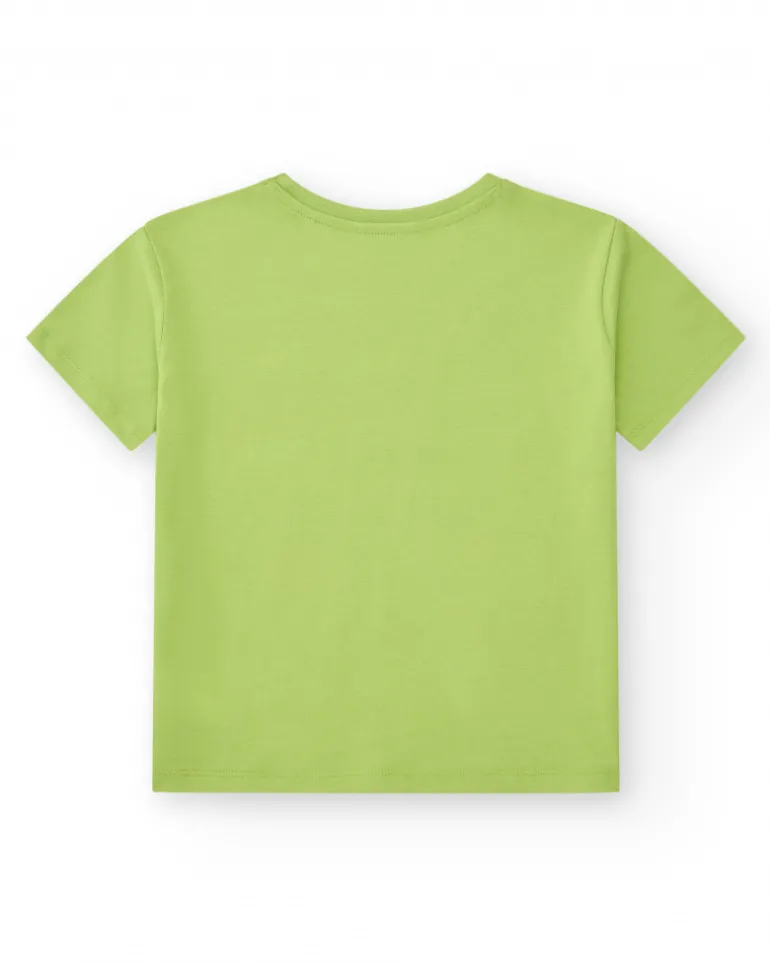 T-shirt pour garçon en vert avec imprimé multicolore