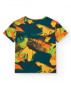 T-shirt pour garçon en vert avec imprimé frontal