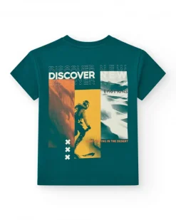 T-shirt pour garçon en vert avec poche avant.
