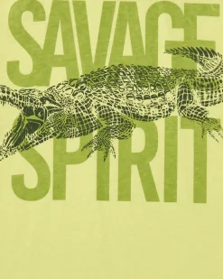 T-shirt pour garçon en vert avec imprimé crocodile
