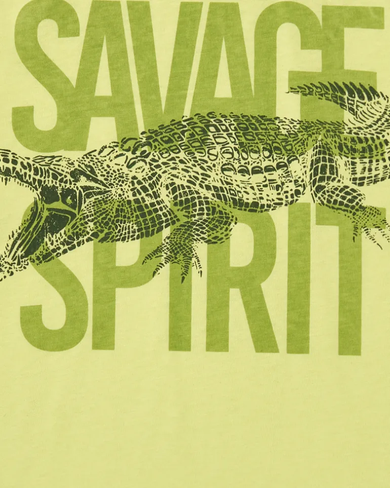 T-shirt pour garçon en vert avec imprimé crocodile