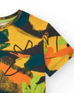 T-shirt pour garçon en vert avec imprimé frontal