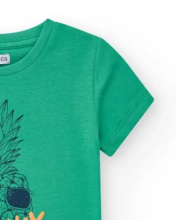 T-shirt pour garçon en vert avec imprimé