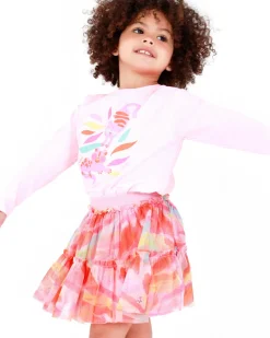 T-shirt rose à manches longues pour fille avec imprimé d’animaux
