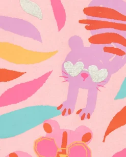 T-shirt rose à manches longues pour fille avec imprimé d’animaux