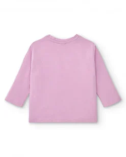 T-shirt rose manches longues avec coeurs pour fille collection Cyber Dino