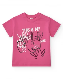 T-shirt rose pour fille avec phrase "THIS IS MY WILD SIDE"