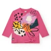 T-shirt rose pour fille avec étoiles et formes géométriques