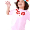 T-shirt rose pour fille avec imprimé floral et fermeture à l’