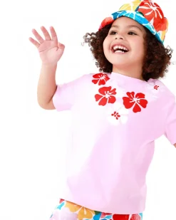 T-shirt rose pour fille avec imprimé floral et fermeture à l’