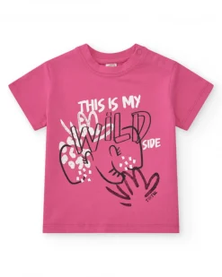 T-shirt rose pour fille avec phrase "THIS IS MY WILD SIDE"